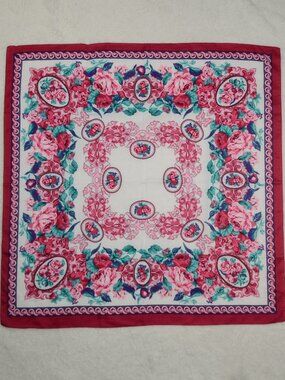 Vintage Rose Cameo square scarf with baroque patterns